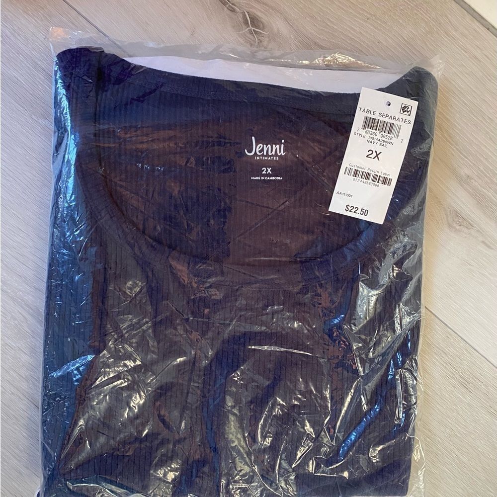 Jenni Solid Ribbed Sleep Top Navy Sail 2X‎ NWT and in packaging - Picture 5 of 7